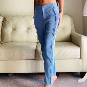 Romeo & Juliet Couture Dove Blue Ruffle Dress Slacks